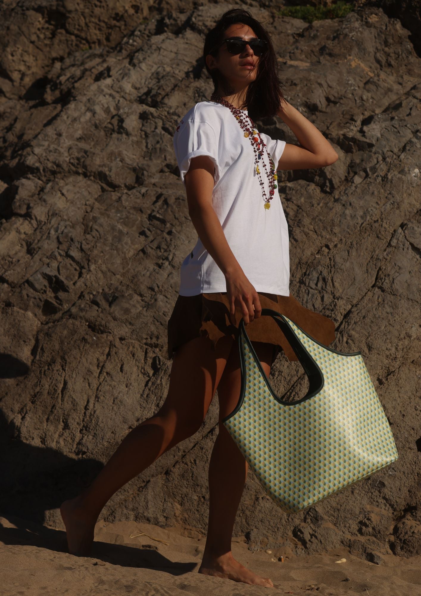 Hobo en toile enduite Lime