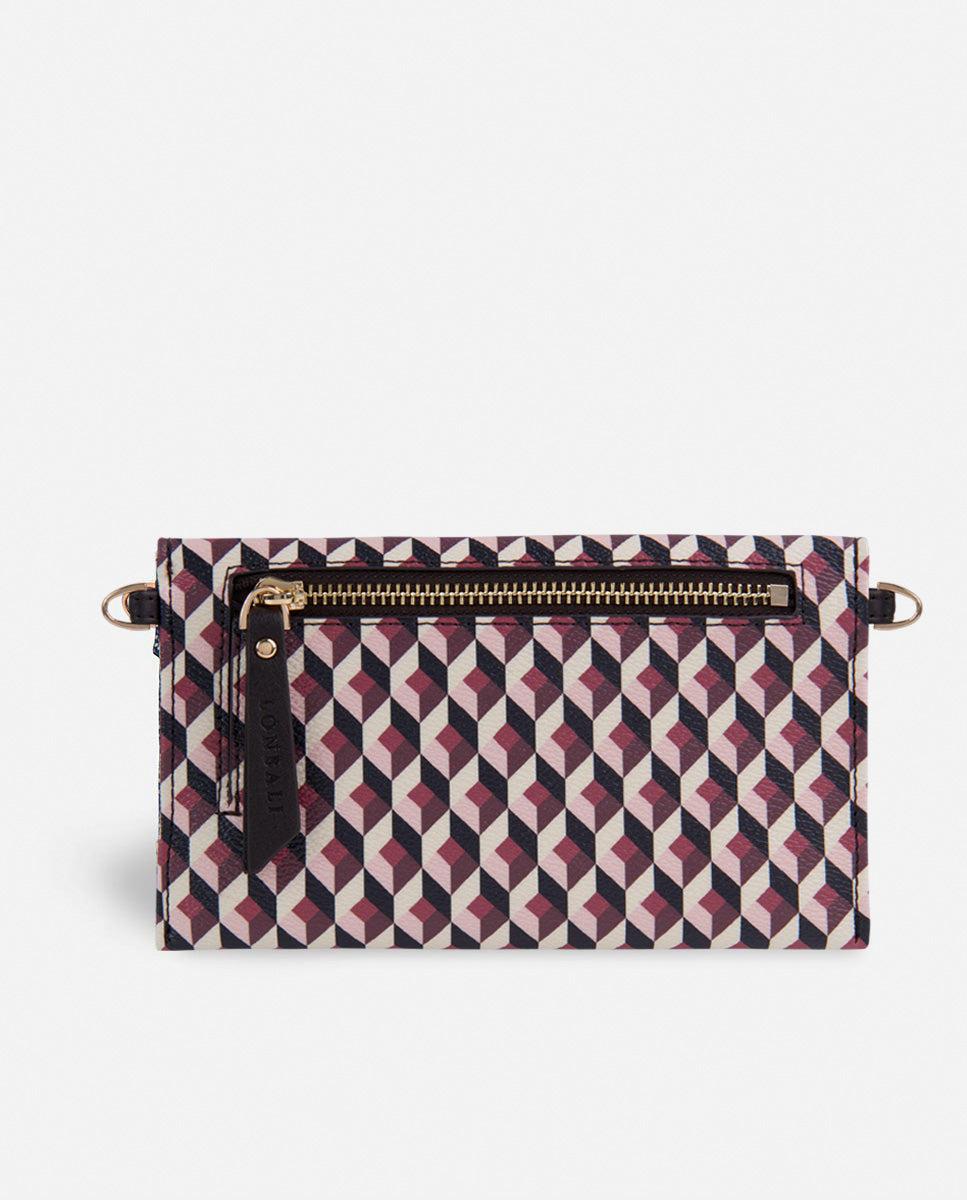 xxl portefeuille femme imprimé géométrique avec fermeture à glissière au dos