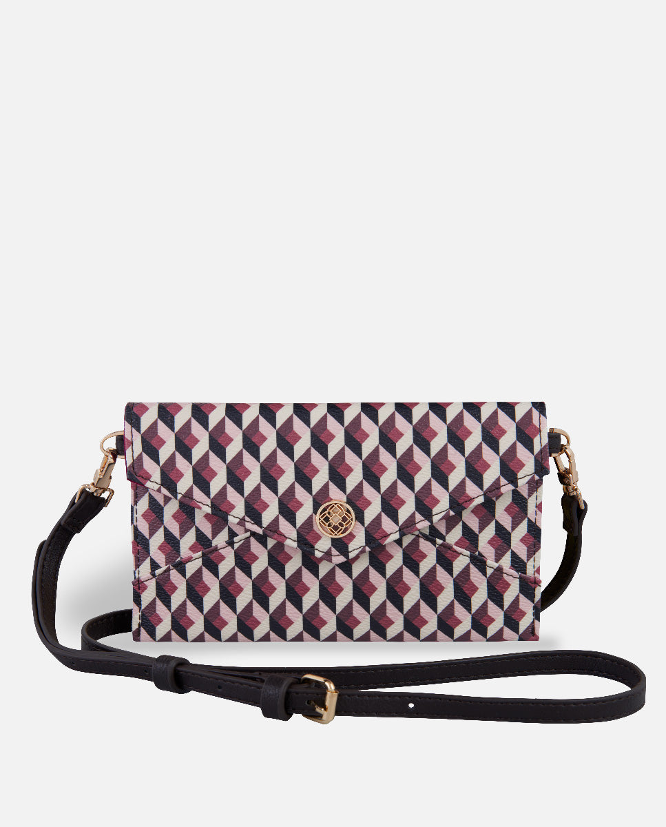 xxl portefeuille à imprimé géométrique pour femmes avec bandoulière