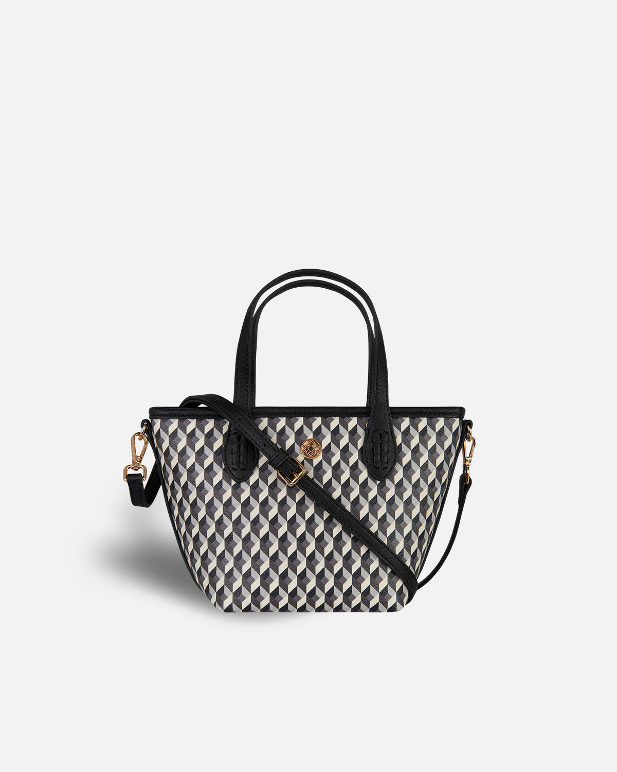 Mini sac à main à imprimé géométrique avec bandoulière et poignée