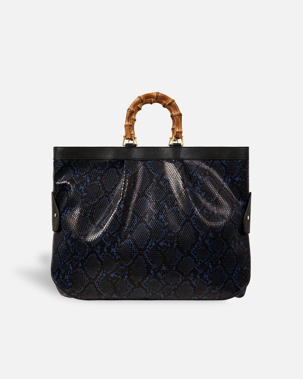 Grand sac fourre-tout en serpent Navy