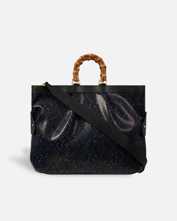 Grand sac fourre-tout en serpent Navy