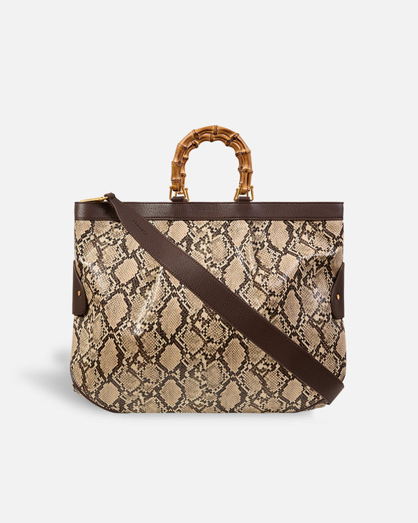 Grand sac fourre-tout Snake Beige