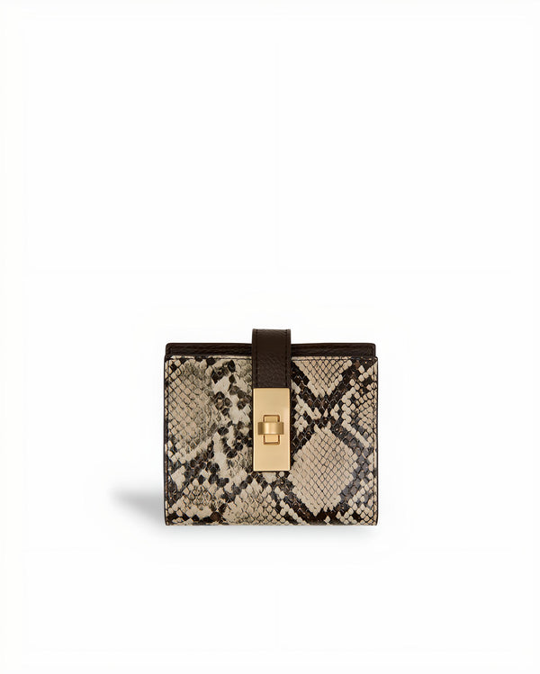 Portefeuille en serpent beige