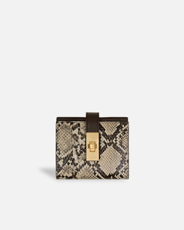 Portefeuille en serpent beige