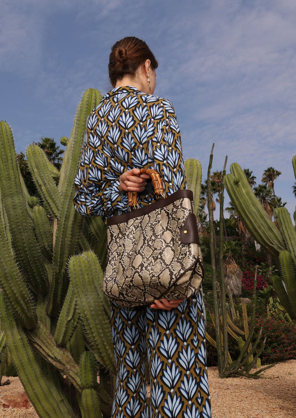 Medium Tote Snake Beige Bag