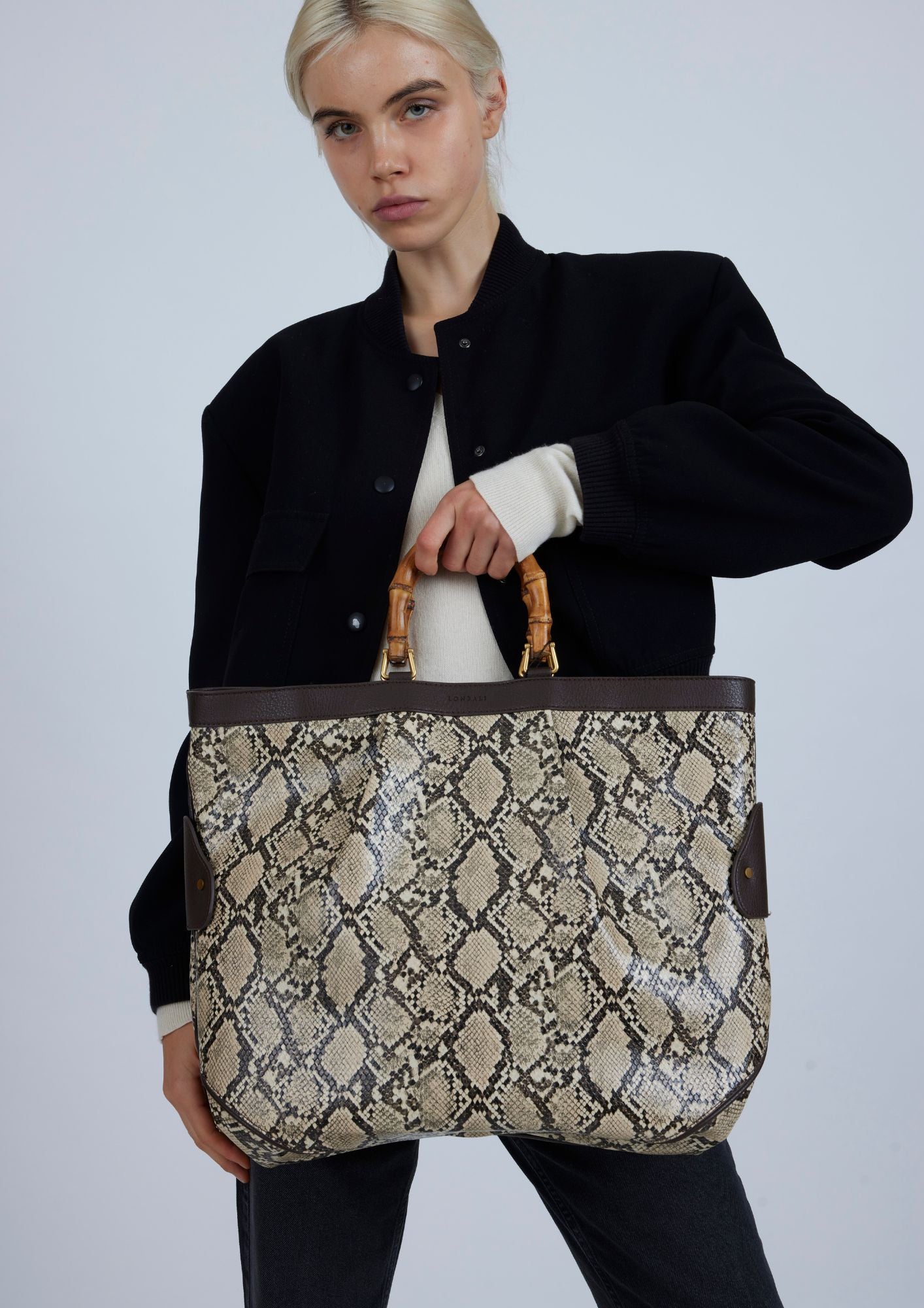 Grand sac fourre-tout Snake Beige