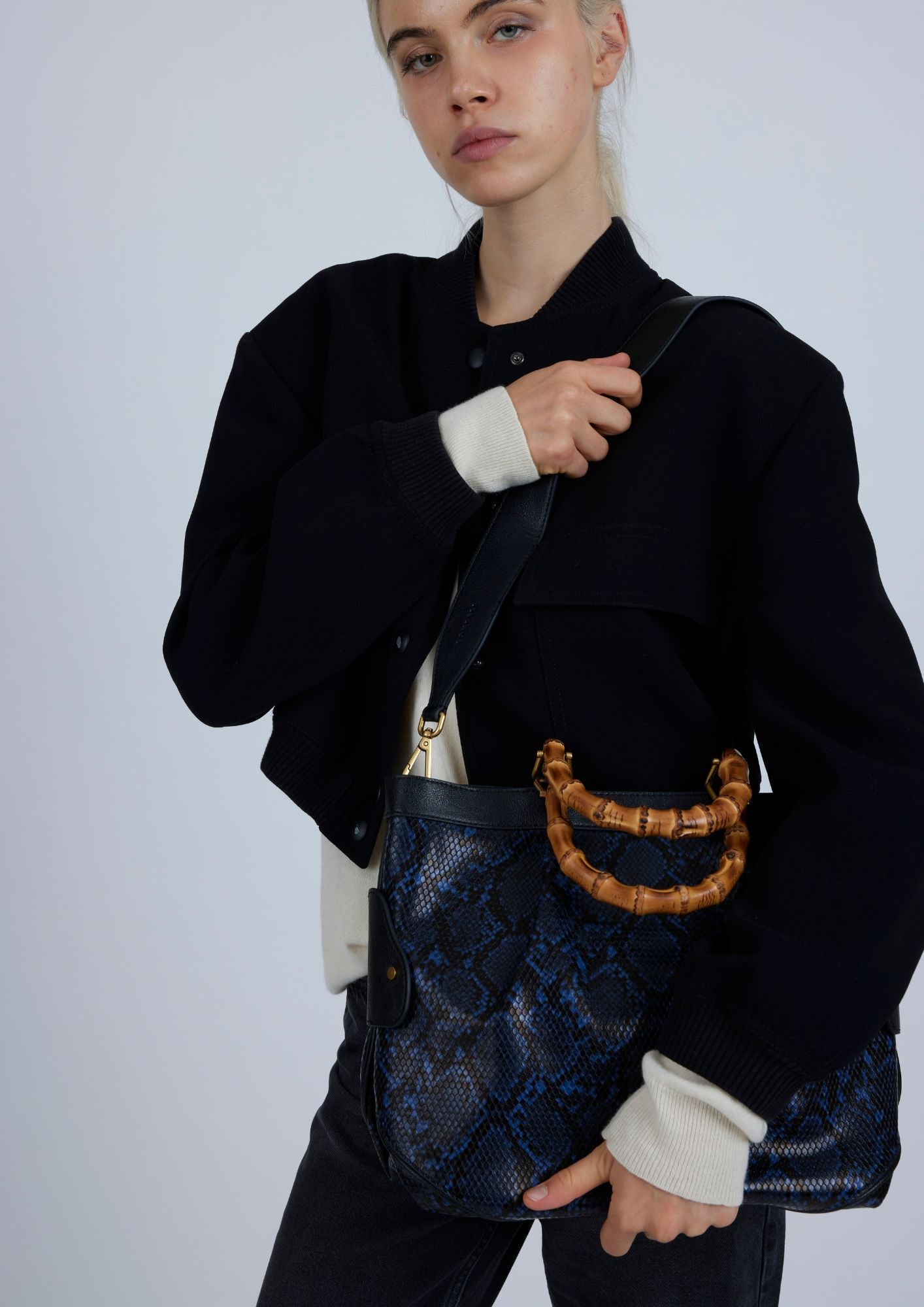 Sac fourre-tout moyen en serpent Navy