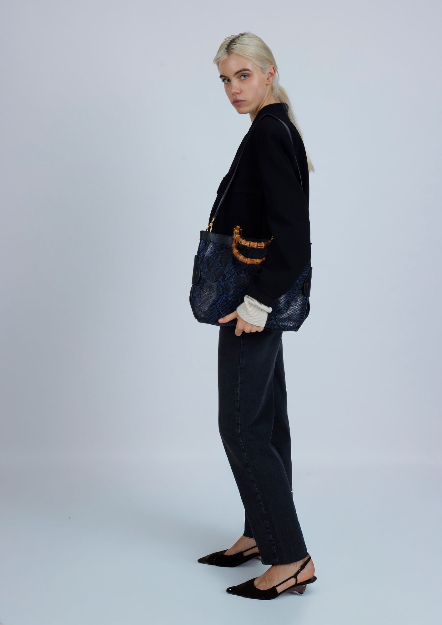 Sac fourre-tout moyen en serpent Navy