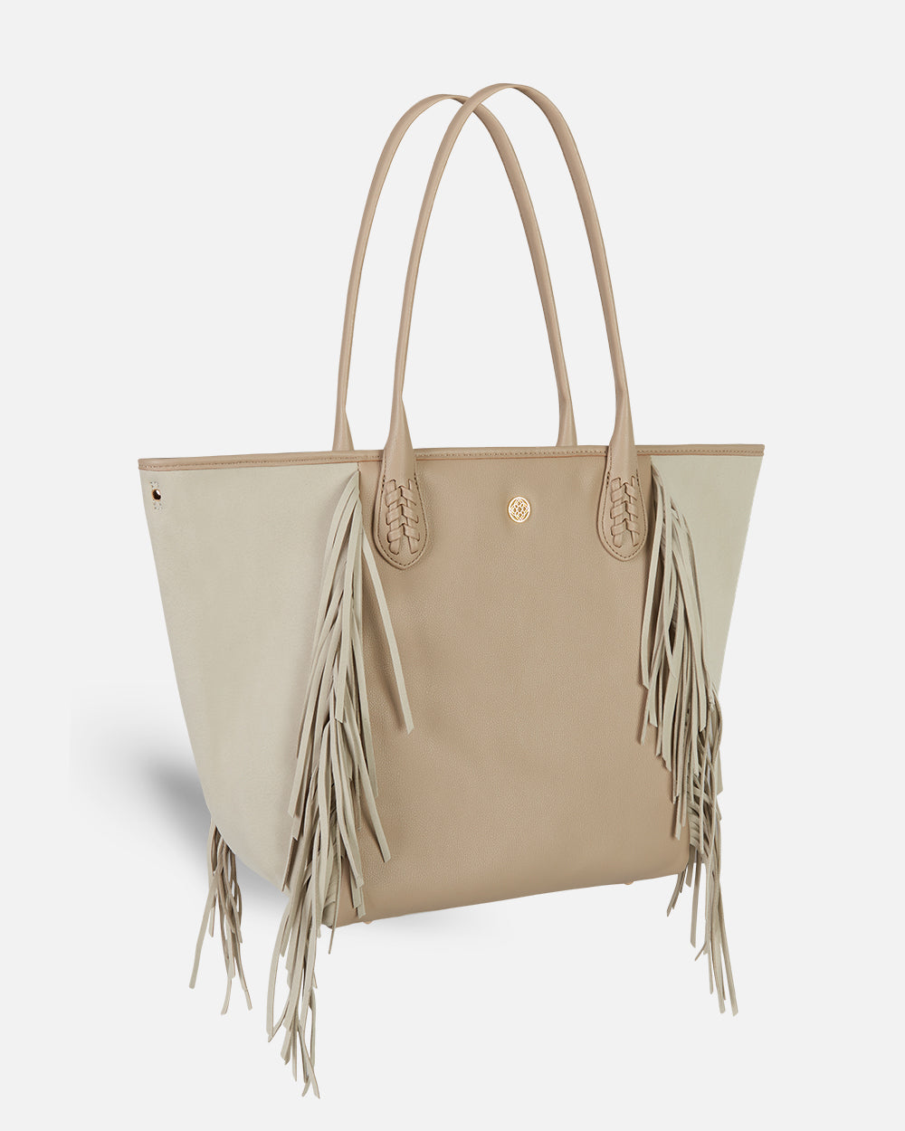 Sac à main beige avec franges