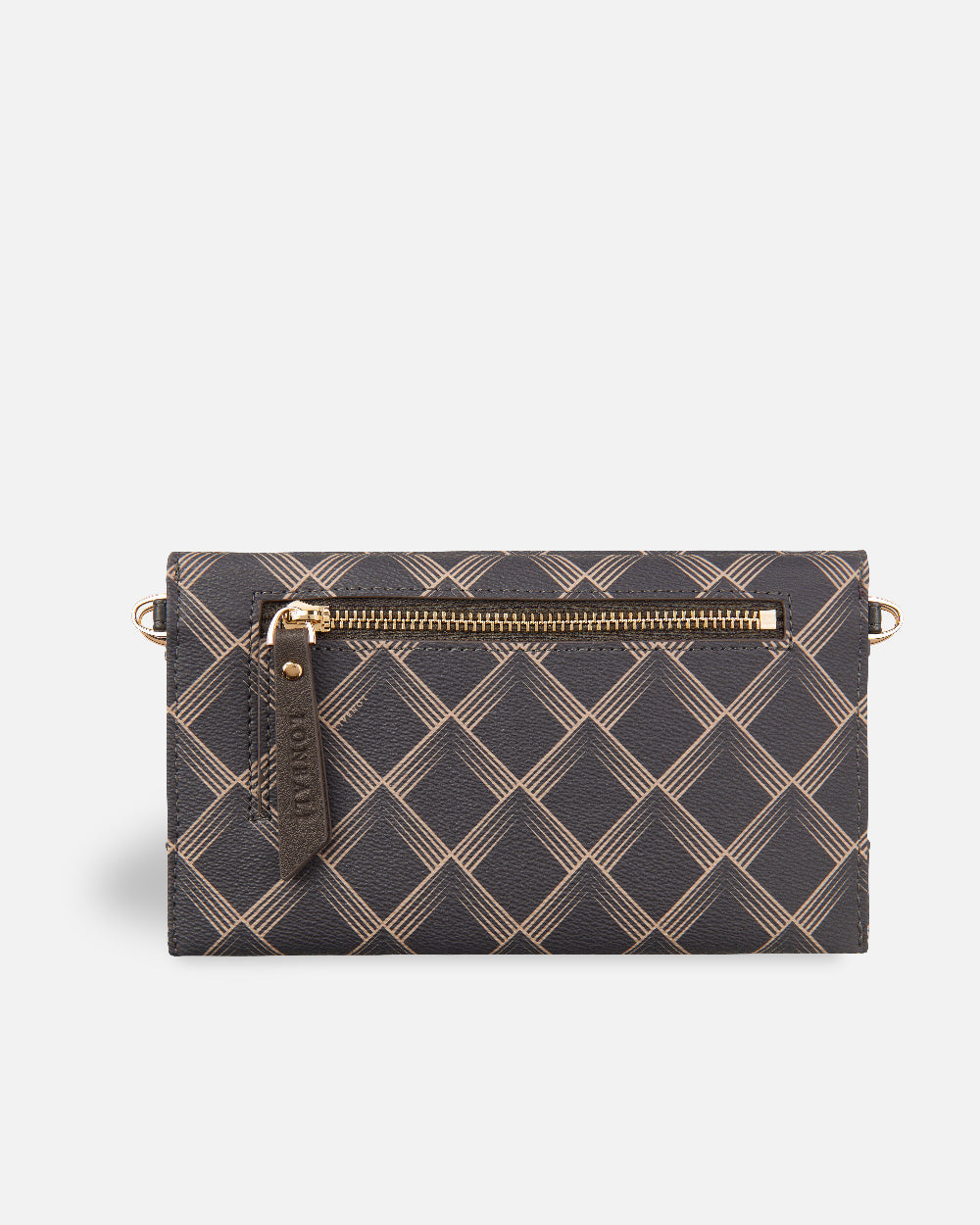 XXL sac à main pour femmes à imprimé géométrique marron et noir avec fermeture à glissière au dos