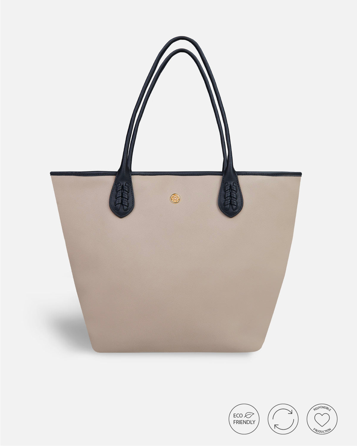 shopping Sac à main beige en matière recyclée