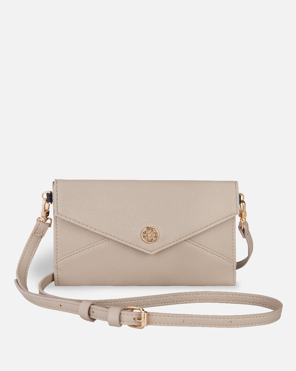 sac à bandoulière beige pour femme avec fermeture à bouton et détails dorés