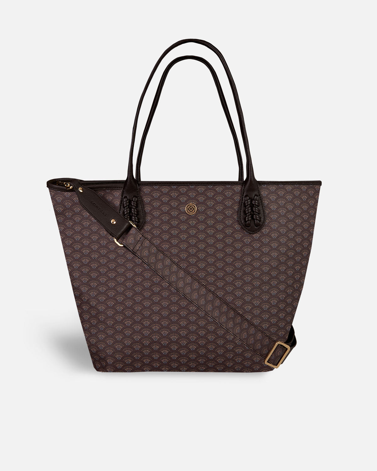 Sac à provisions marron avec bandoulière assortie