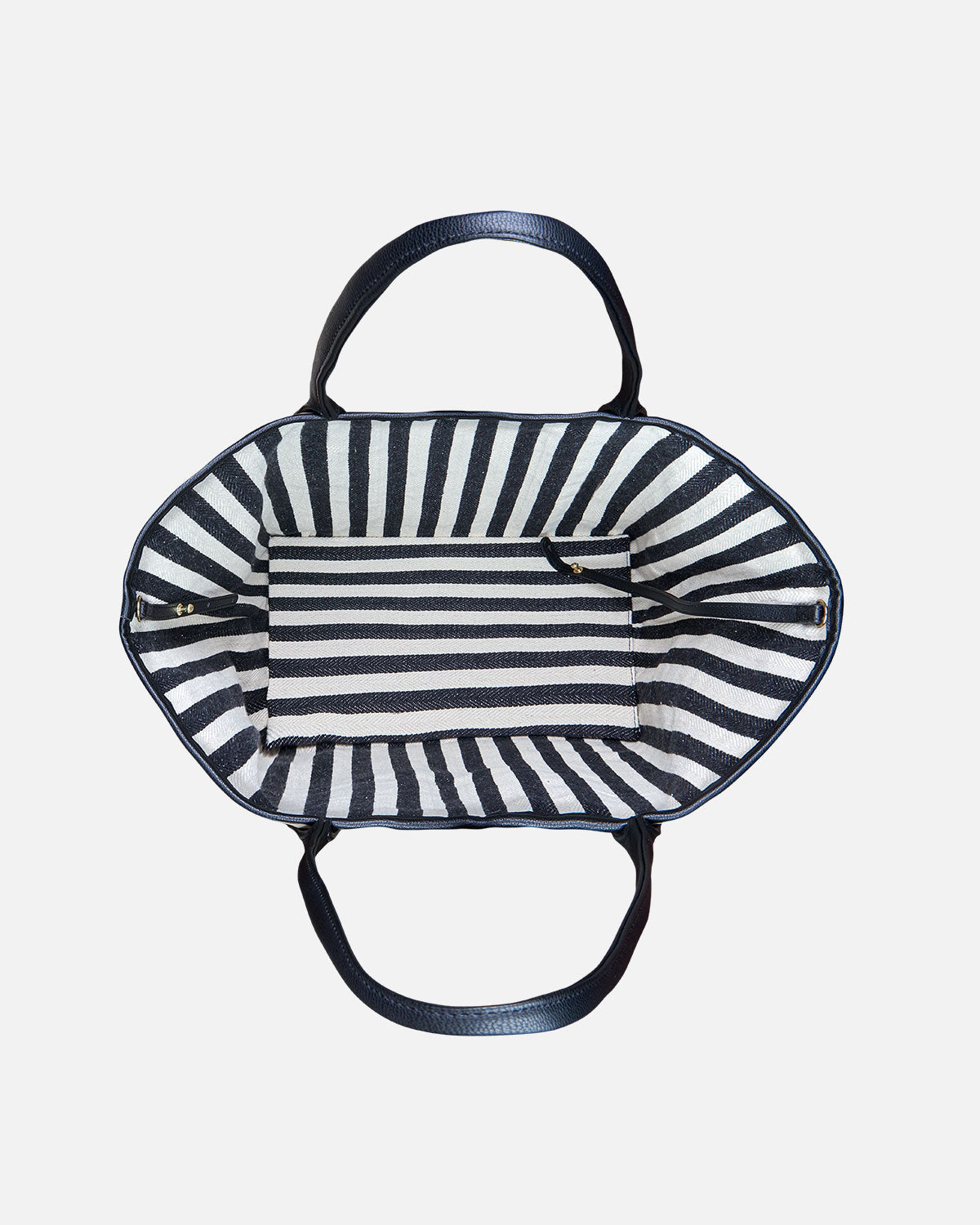 Doublure intérieure noire et blanche du sac shopper