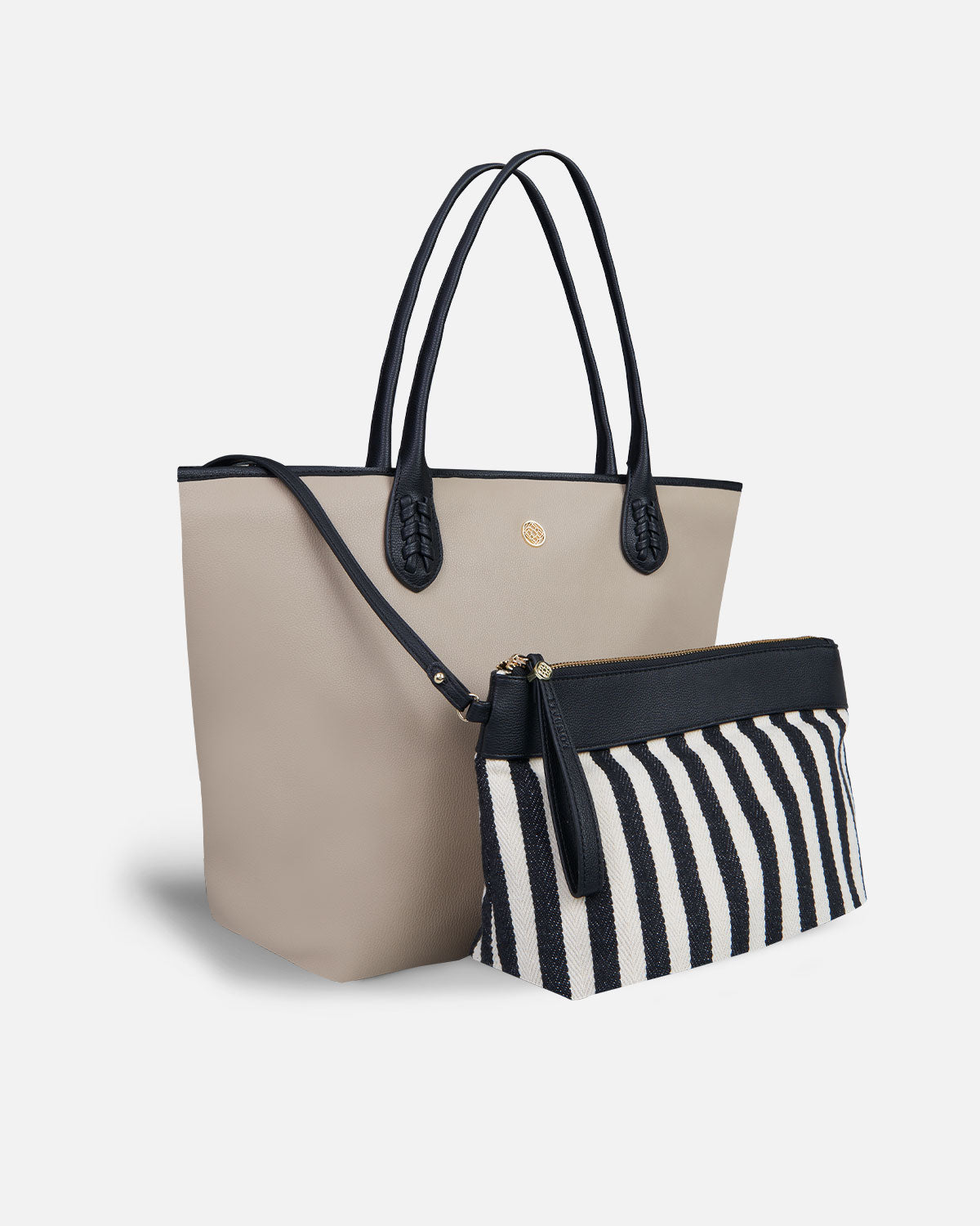 shopping Sac à main beige avec trousse de toilette femme assortie