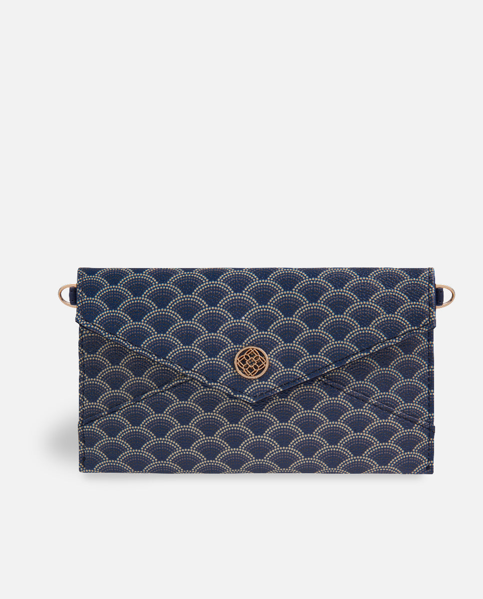 XXL portefeuille bleu avec bandoulière pour femme