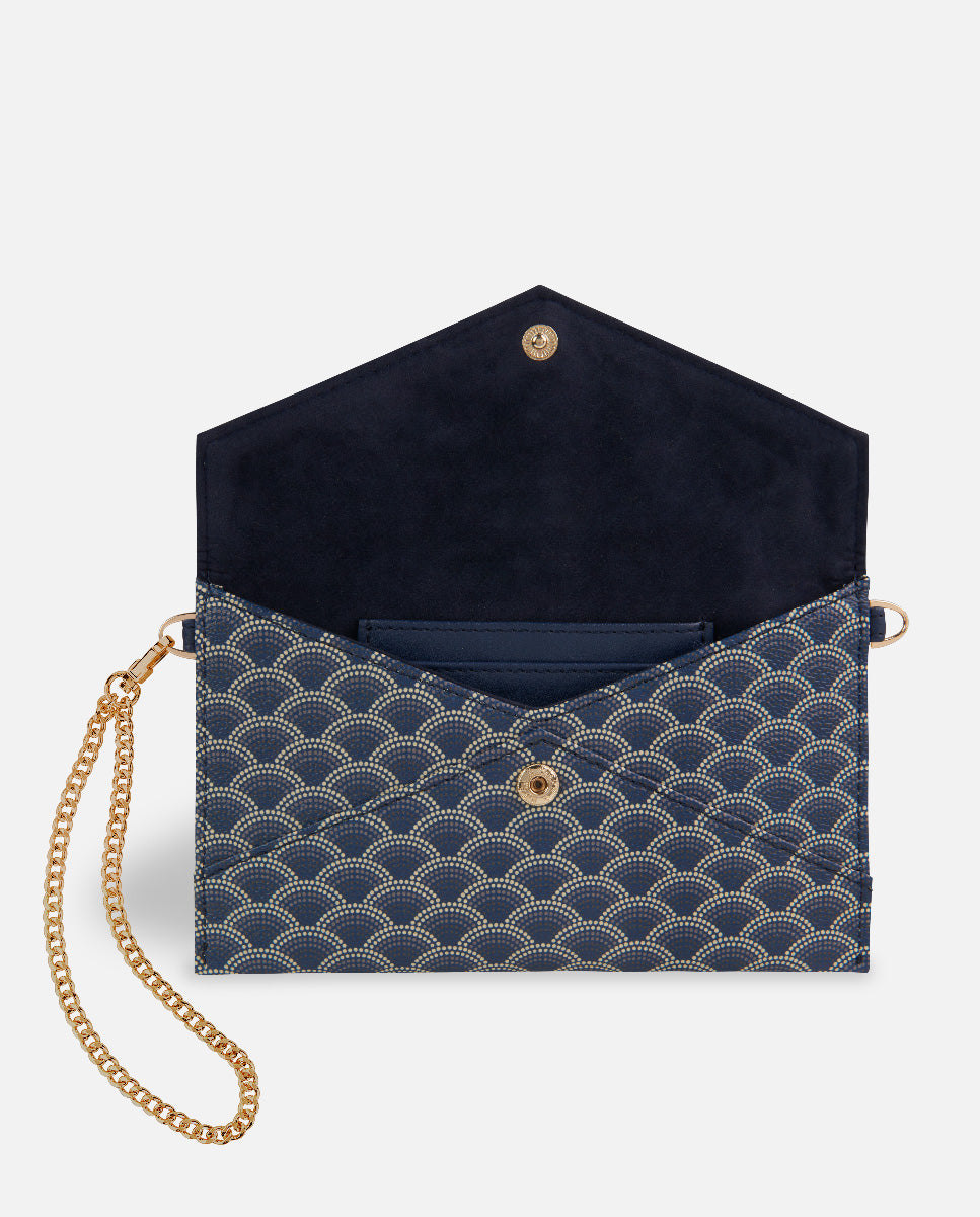XXL portefeuille bleu avec bandoulière pour femme intérieur bleu