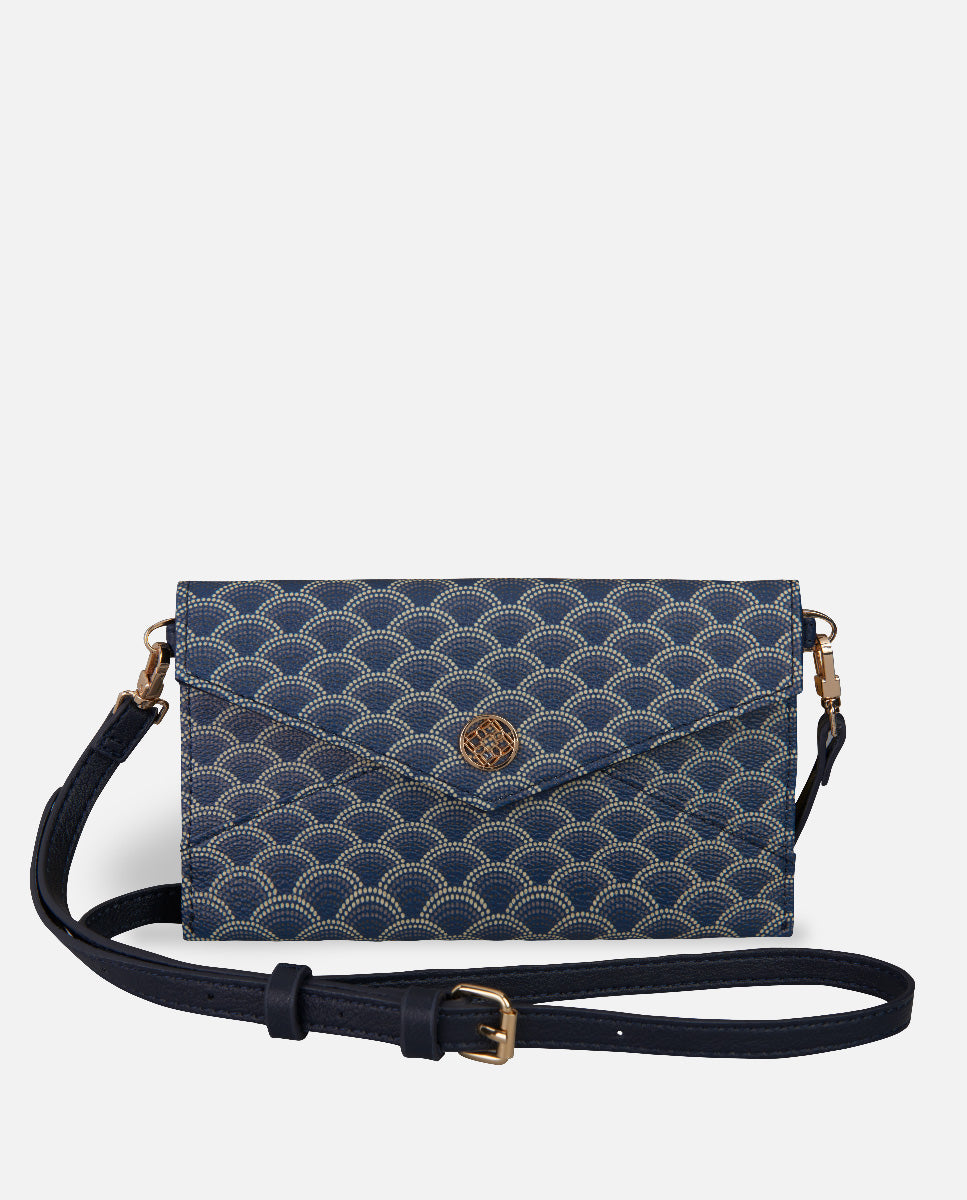 XXL portefeuille bleu avec bandoulière pour femme