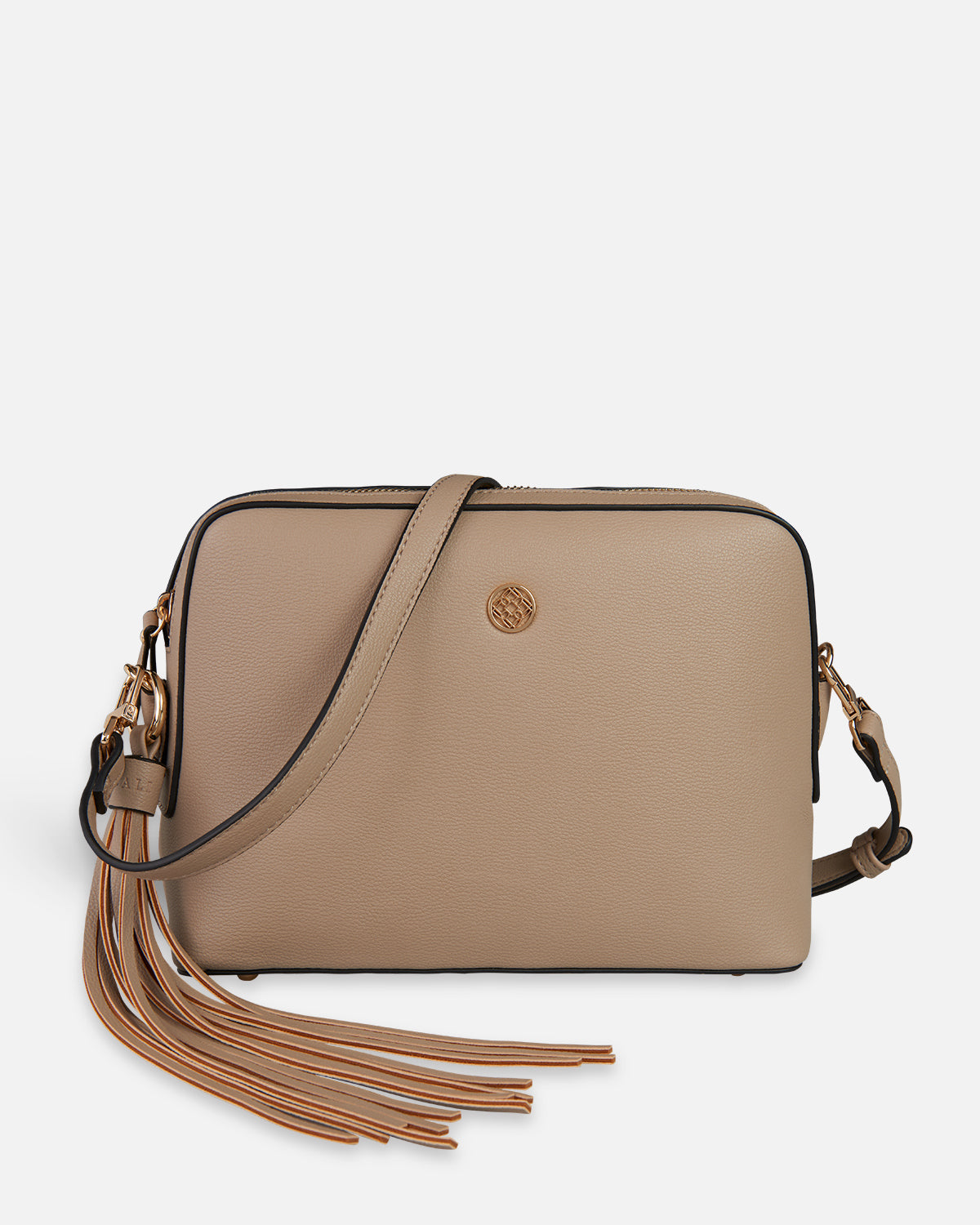sac à bandoulière beige avec franges