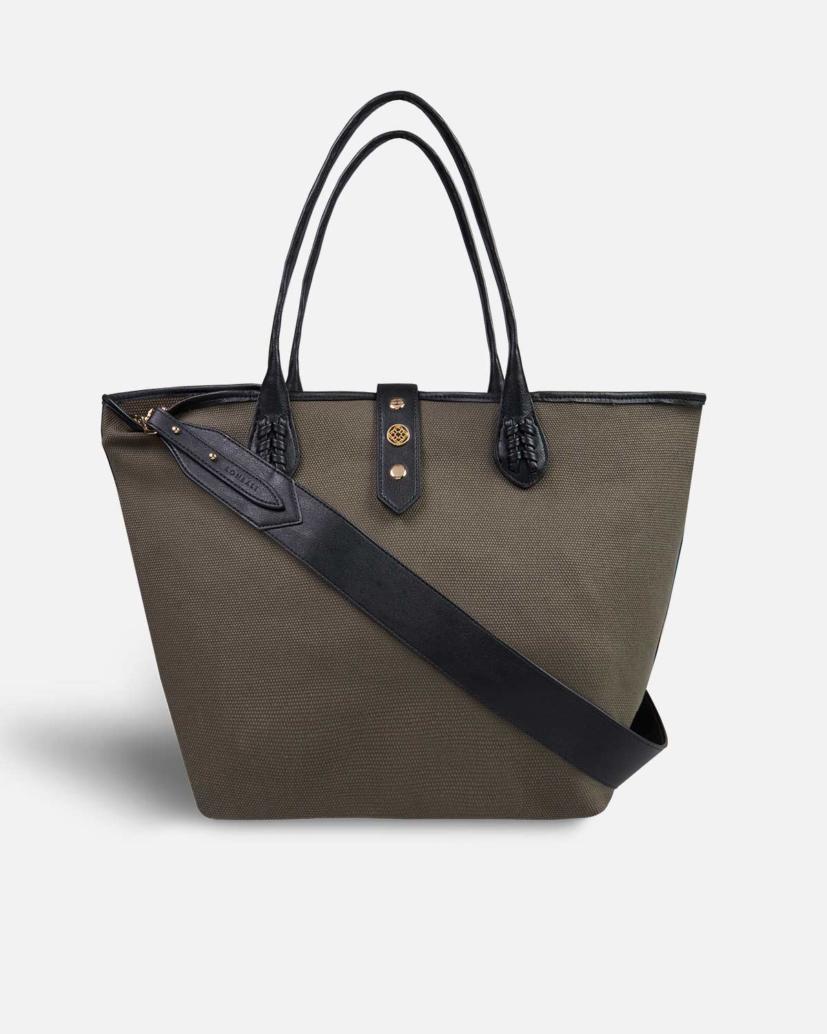 Sac shopper kaki avec poignée noire