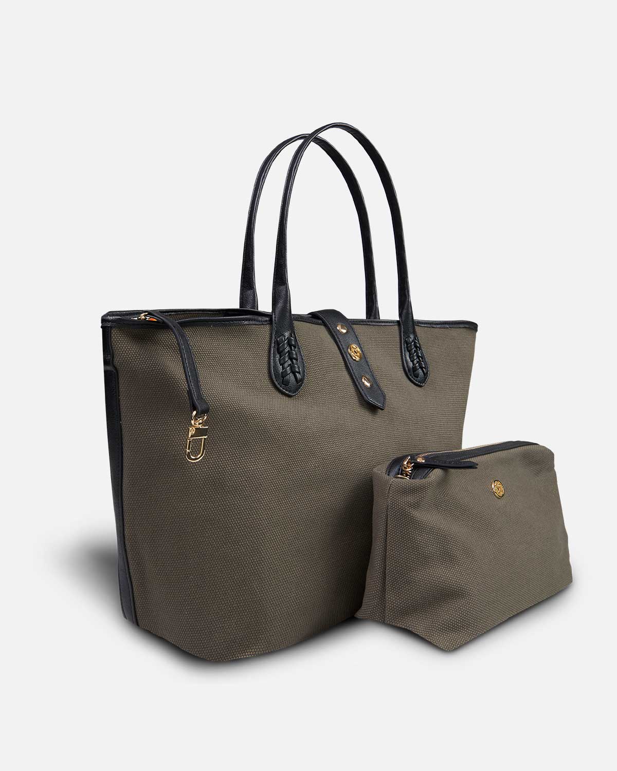 Sac kaki avec vanity case assorti